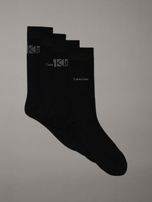 black 4 pack crew socks for men calvin klein