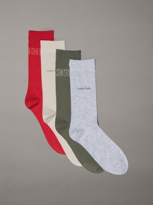 green 4 pack crew socks for men calvin klein