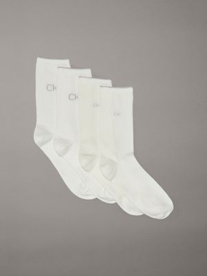 white 4 pack iridescent crew socks for women calvin klein