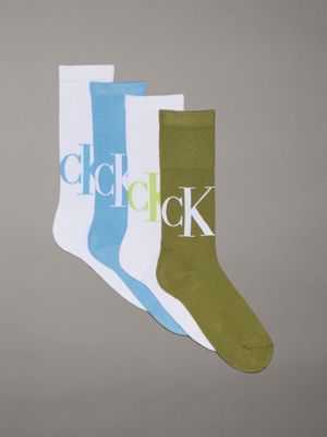 green 4 pack crew socks for men calvin klein jeans