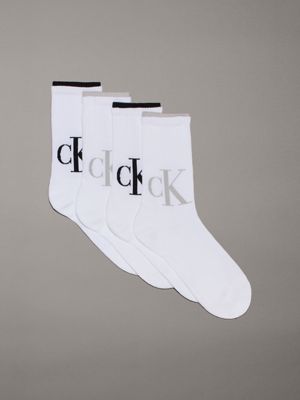 white 4 pack crew socks for women calvin klein jeans