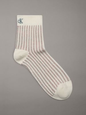 socquettes rayées white pour femmes calvin klein jeans