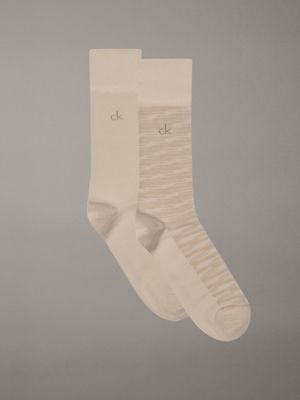 beige 2 pack crew socks for men calvin klein