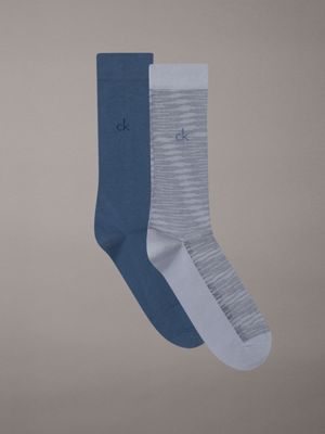 blue 2 pack crew socks for men calvin klein