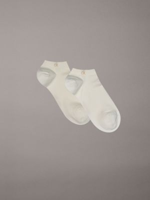 white 2 pack ankle socks for women calvin klein