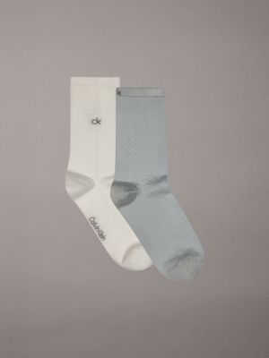 grey 2 pack crew socks for women calvin klein