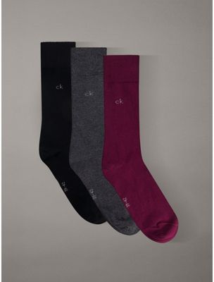 purple 3 pack soft cotton stretch crew socks for men calvin klein