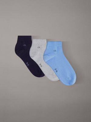 blue 3er-pack knöchelsocken aus weicher stretch-baumwolle für herren - calvin klein