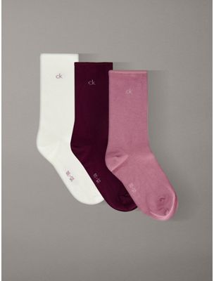 purple 3er-pack rolltop-knöchelsocken aus weicher baumwolle für damen - calvin klein
