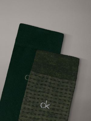 dark green 2 pack soft cotton stretch crew socks for men calvin klein