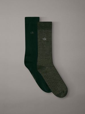 green 2 pack soft cotton stretch crew socks for men calvin klein