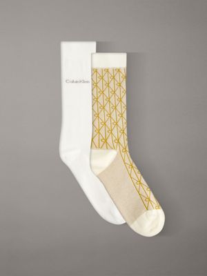 yellow 2 pack soft cotton stretch crew socks for men calvin klein