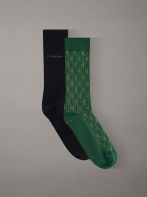 green 2 pack soft cotton stretch crew socks for men calvin klein