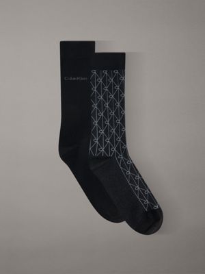 black 2 pack soft cotton stretch crew socks for men calvin klein