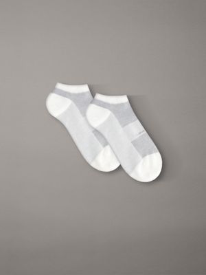 white 2 pack moisture-wicking trainer socks for men calvin klein