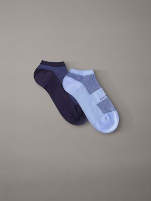 blue 2 pack moisture-wicking trainer socks for men calvin klein