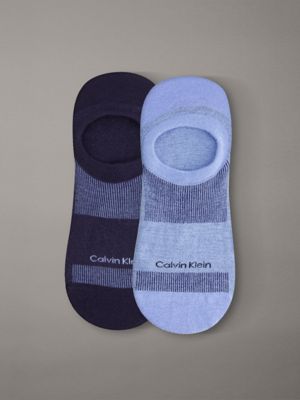 blue 2 pack moisture-wicking invisible socks for men calvin klein