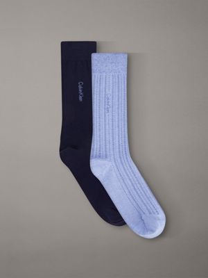 blue 2 pack soft stretch stripe crew socks for men calvin klein