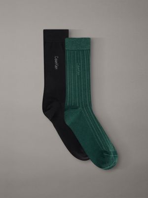 green 2 pack soft stretch stripe crew socks for men calvin klein