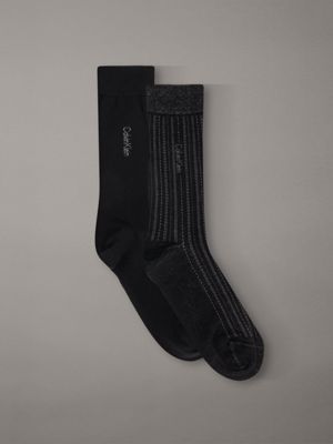 black 2 pack soft stretch stripe crew socks for men calvin klein