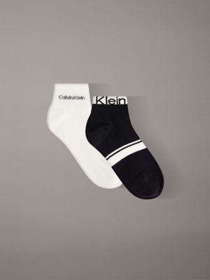 black 2 pack cotton logo stripe ankle socks for men 