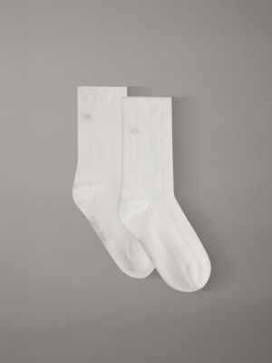 white 2 pack soft cotton rolltop crew socks for women calvin klein