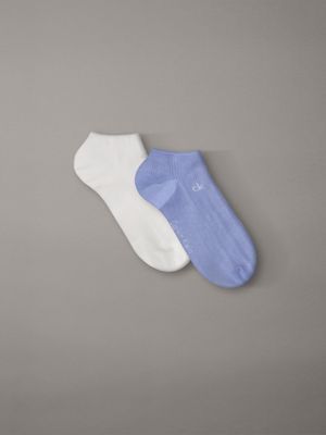 blue 2 pack soft cotton rolltop trainer socks for women calvin klein