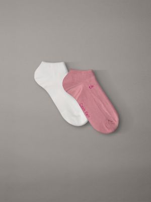 pink 2 pack soft cotton rolltop trainer socks for women calvin klein