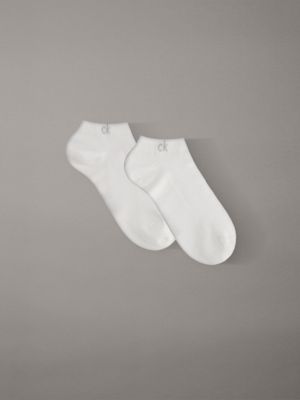 white 2 pack soft texture trainer socks for women calvin klein