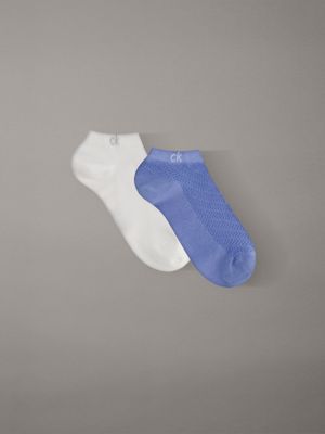 blue 2 pack soft texture trainer socks for women calvin klein