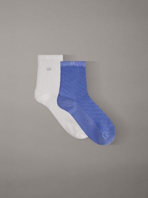 blue 2 pack soft texture ankle socks for women calvin klein