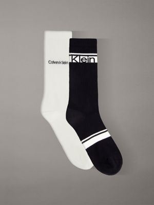 black 2 pack cotton logo stripe crew socks for men 
