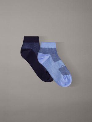 blue 2 pack moisture-wicking ankle socks for men calvin klein