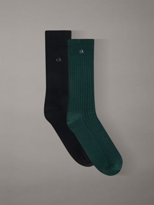 green 2 pack soft cotton waffle crew socks for men calvin klein