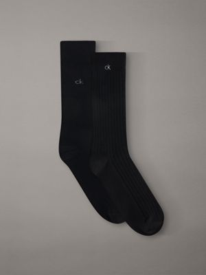 black 2 pack soft cotton waffle crew socks for men calvin klein