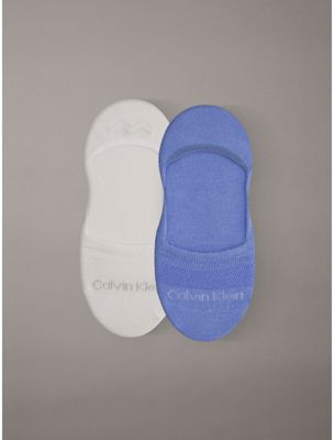 blue 2 pack moisture-wicking invisible socks for women calvin klein
