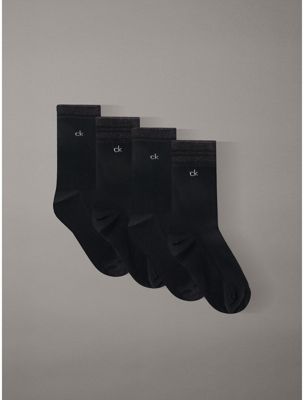 black 4 pack metallic stripe crew socks gift set for women calvin klein