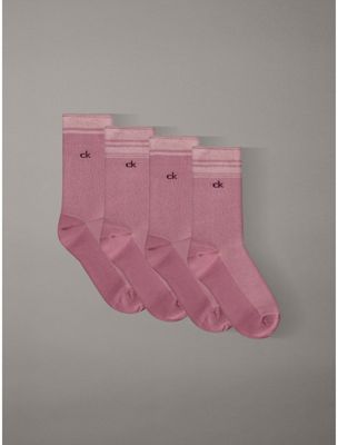 purple 4 pack metallic stripe crew socks gift set for women calvin klein