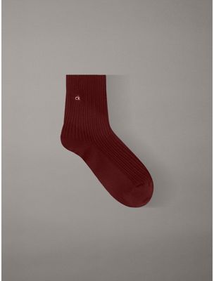 red glanzende geribbelde enkelsokken van zacht katoen voor dames - calvin klein
