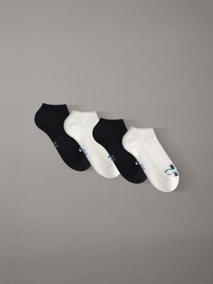 white 4 pack soft cotton logo trainer socks for men 