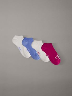 blue 4 pack soft cotton logo trainer socks for women 