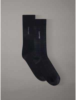 black 2 pack logo check crew socks for men calvin klein