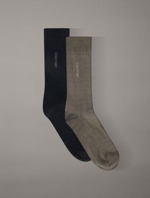 green 2 pack logo check crew socks for men calvin klein