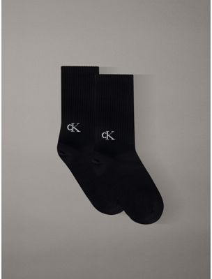 black 2 pack logo tab crew socks for women 