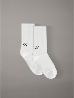 white 2 pack logo tab crew socks for women 