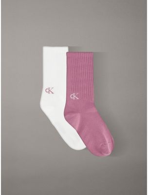 purple 2 pack logo tab crew socks for women 