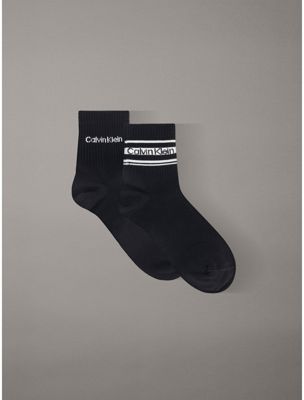 black 2 pack logo stripe ankle socks for women 