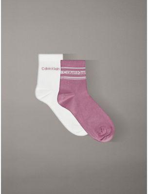purple 2 pack logo stripe ankle socks for women 