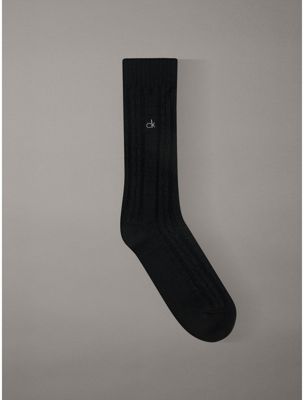black wool blend monogram boot socks for men calvin klein