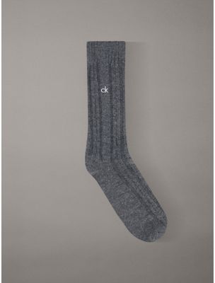 grey wool blend monogram boot socks for men calvin klein